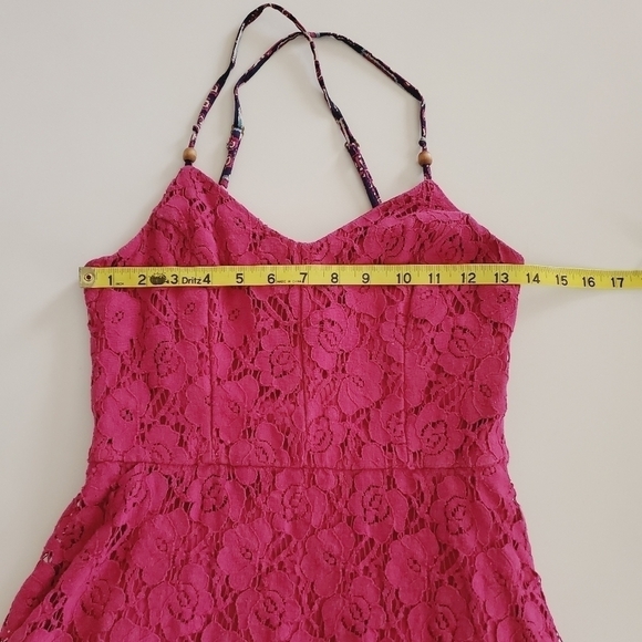 7015 * Xhilaration Lace Spaghetti Strap Mini Dress Magenta Size S - Picture 7 of 9
